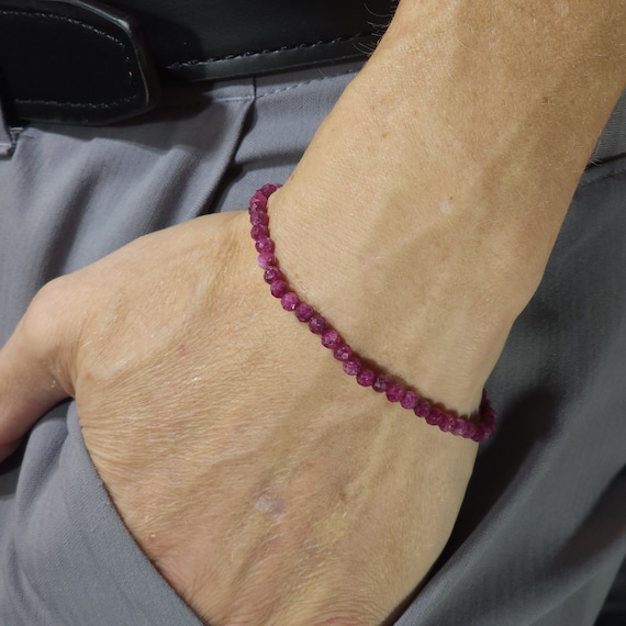 Genuine Ruby Beaded Minimalist Stretch Bracelet | Grade AAA! | 4mm Natural Gemstone | Handmade to Order