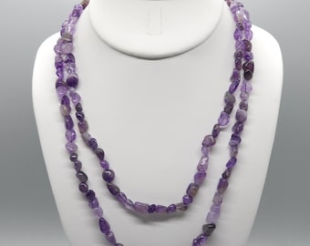 Amethyst Beaded Double Strand Choker/Necklace | 17" Genuine Natural Gemstone | Handmade | Hypoallergenic Version Available