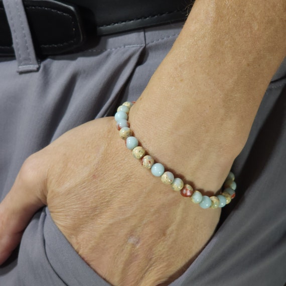 Shoushan Stone Beaded Semi-Minimalist Stretch Bracelet | 6mm Genuine Natural Gemstone | Handmade to Order