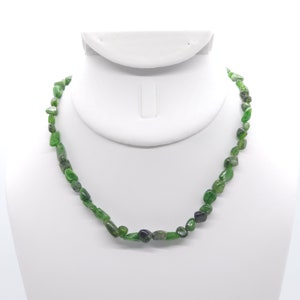Chrome Diopside Beaded Choker Necklace | Handmade | 14&quot; Genuine Natural Gemstone Nuggets | Hypoallergenic Version Available