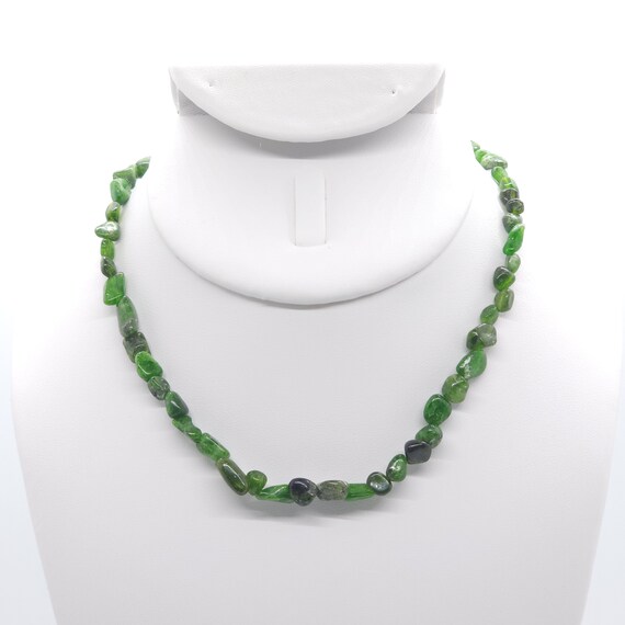Chrome Diopside Beaded Choker Necklace | Handmade | 14" Genuine Natural Gemstone Nuggets