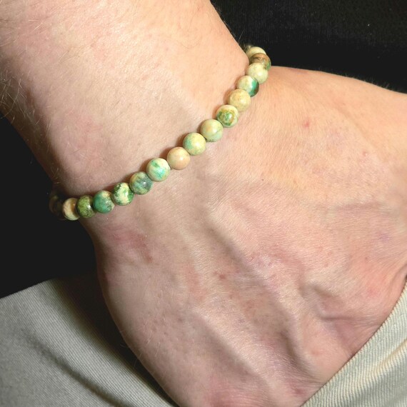 Peruvian Turquoise Genuine Gemstone Handmade Beaded Semi-Minimalist Bracelet | 6mm | Round