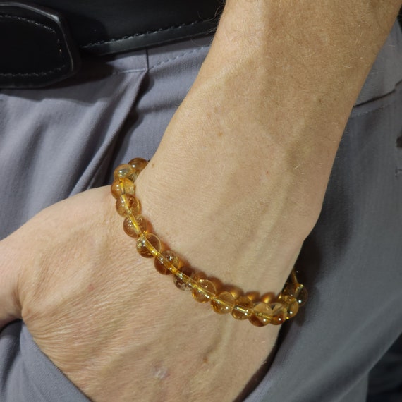 Genuine Citrine Stretch Bracelet | 8mm AAA Natural Gemstone | Handmade to Order