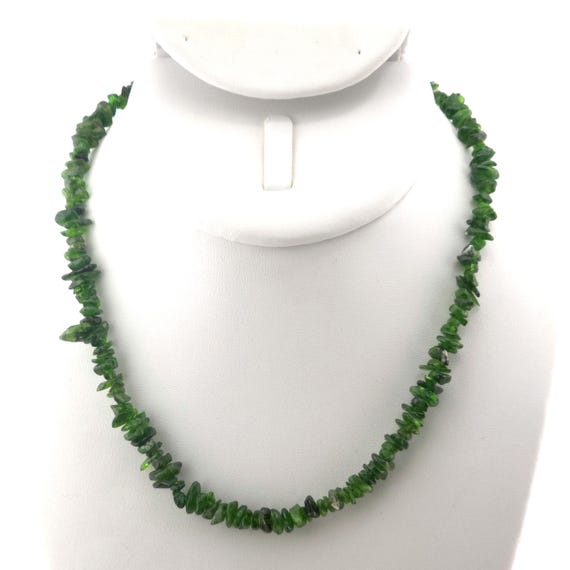 Chrome Diopside Beaded Choker/Necklace | Handmade | 16" Genuine Natural Gemstone Chips