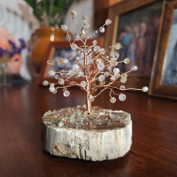 Citrine Mini Copper Tree | Handmade Decor for Home, Office, Bedroom, or Workshop | Baby Shower or New Relationship Gift