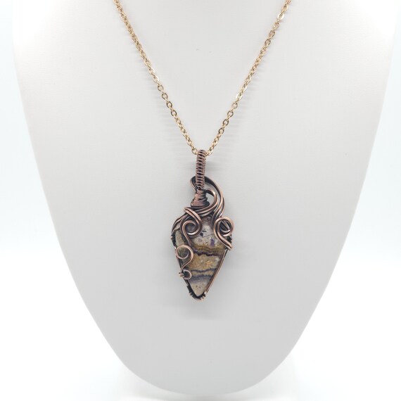 Tiffany Jasper Pendant Necklace | Hand Made | Wrapped in Copper
