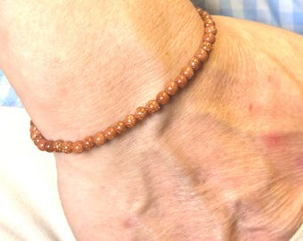 Goldstone Genuine Gemstone Handmade Beaded Minimalist Bracelet | 4mm | Round
