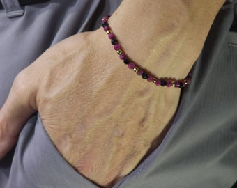 Ruby & Spinel Genuine Gemstone Handmade Beaded Minimalist Bracelet | 4mm | Faceted