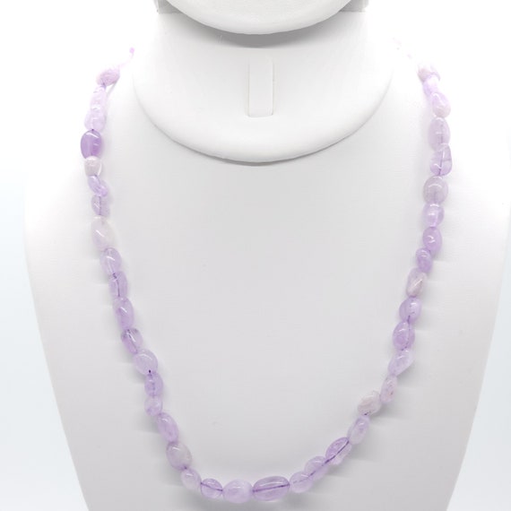 Mauve Jadeite Beaded Necklace | Handmade | 18" Genuine Natural Gemstone