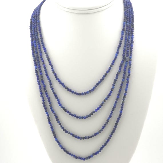 Lapis Lazuli Beaded Four Strand Necklace | 17" Genuine Natural Gemstone | Handmade | Hypoallergenic Version Available