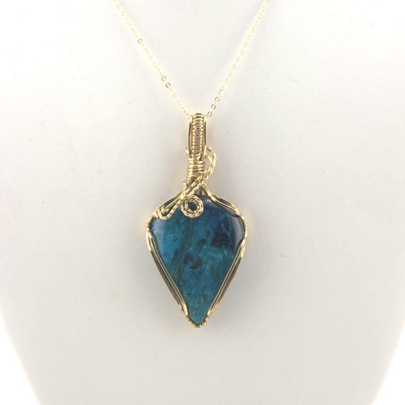 Shattuckite Pendant Necklace | Handmade in Gold Filled Wire | Anniversary/Birthday/Graduation Gift | Luxury Present