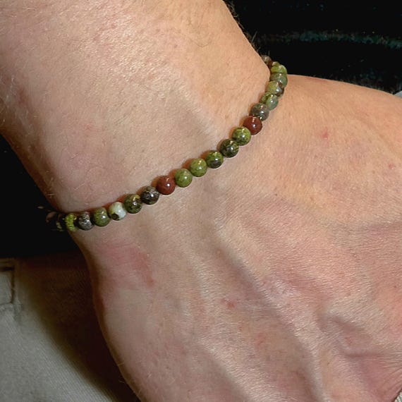 Dragon Blood Jasper Genuine Gemstone Handmade Beaded Minimalist Bracelet | 4mm | Round