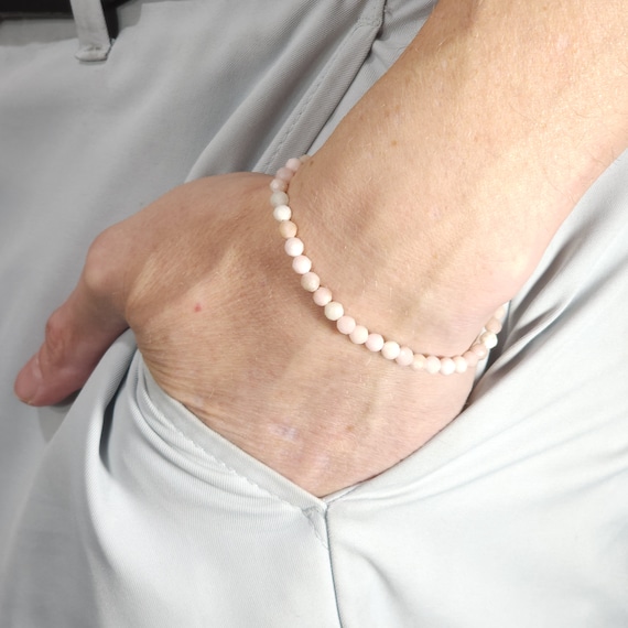 Peruvian Pink Opal Beaded Minimalist Stretch Bracelet | 4mm Genuine Natural Gemstone | Handmade to Order