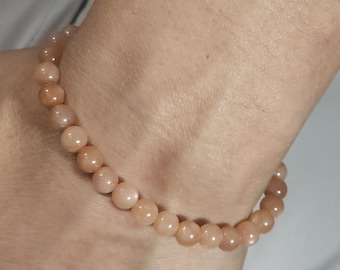 Sunstone Beaded Semi-Minimalist Stretch Bracelet | 6mm Genuine Natural Gemstone | Handmade to Order