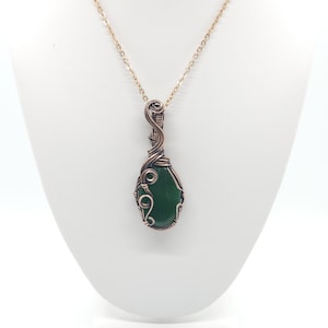 Serpentine Pendant Necklace | Hand Made | Wrapped in Copper