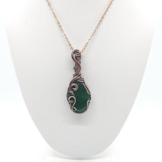 Serpentine Pendant Necklace | Hand Made | Wrapped in Copper