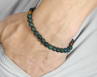 Indian Bloodstone Genuine Gemstone Handmade Semi-Minimalist Beaded Bracelet | 6mm | Round