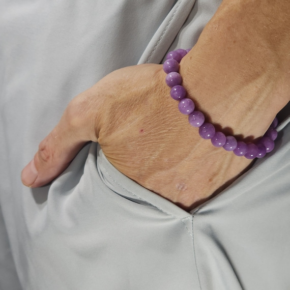 Purple Kunzite Stretch Bracelet | 8mm Genuine Natural Gemstone | Handmade to Order