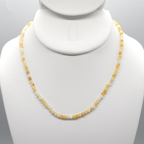 Yellow Jade Beaded Choker/Necklace | 15" Genuine Natural Gemstone