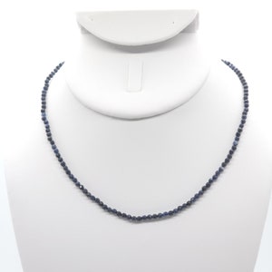 Genuine Blue Sapphire Beaded Minimalist Choker/Necklace | 15&quot; Natural Gemstone | Handmade | Hypoallergenic Version Available