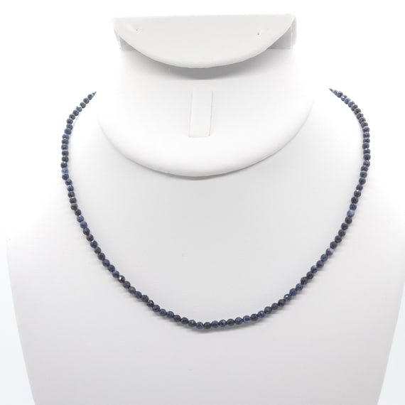 Genuine Blue Sapphire Beaded Choker/Necklace | 15" Natural Gemstone