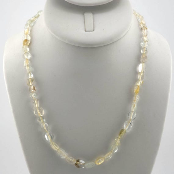 Gold Rutilated Quartz Beaded Necklace | 18" Genuine Natural Gemstone | Handmade | Hypoallergenic Version Available