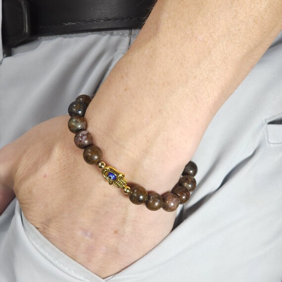Pietersite Evil Eye Stretch Bracelet | Genuine Natural Gemstone | Handmade to Order