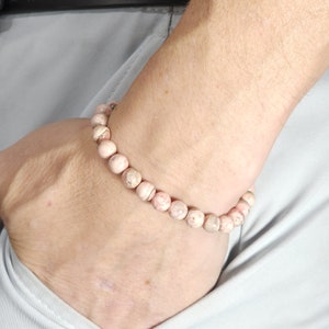 Argentinean Rhodochrosite Stretch Bracelet | 8mm Genuine Natural Gemstone | Handmade to Order
