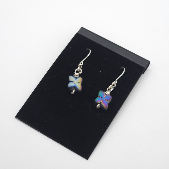 Iris Earrings | Handmade in Solid Argentium Silver and Genuine Glass | Tarnish Resistant