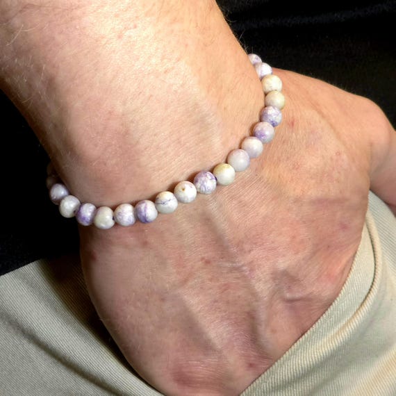 Purple Turquoise Genuine Gemstone Handmade Beaded Semi-Minimalist Bracelet | 6mm | Round