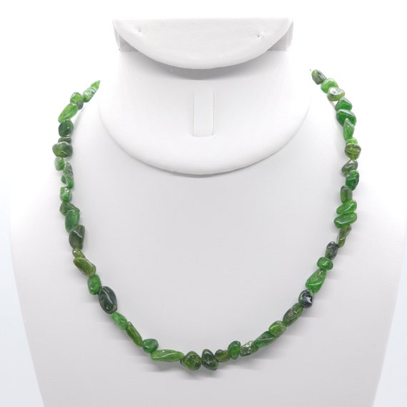 Chrome Diopside Beaded Choker/Necklace | Handmade | 16" Genuine Natural Gemstone Nuggets