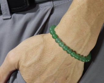 Green Aventurine Genuine Gemstone Handmade Beaded Semi-Minimalist Bracelet | 6mm | Round