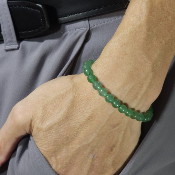 Green Aventurine Beaded Semi-Minimalist Stretch Bracelet | 6mm Genuine Natural Gemstone | Handmade to Order