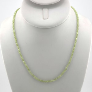 Peridot Beaded Minimalist Necklace | 17&quot; Genuine Natural Faceted Gemstone | Handmade