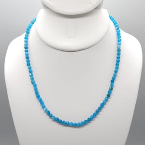 Blue Apatite Beaded Minimalist Choker/Necklace | 16" Genuine Natural Gemstone | Handmade