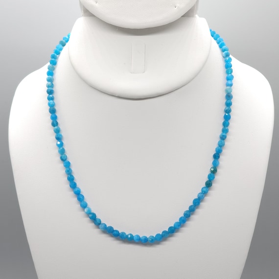 Blue Apatite Beaded Choker/Necklace | 16" Genuine Natural Gemstone