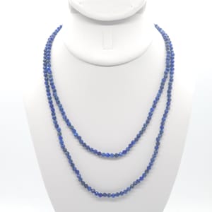 Dubbele streng choker/ketting met lapis lazuli-kralen | 16&quot; echte natuurlijke edelsteen | Handgemaakt | Hypoallergene versie beschikbaar