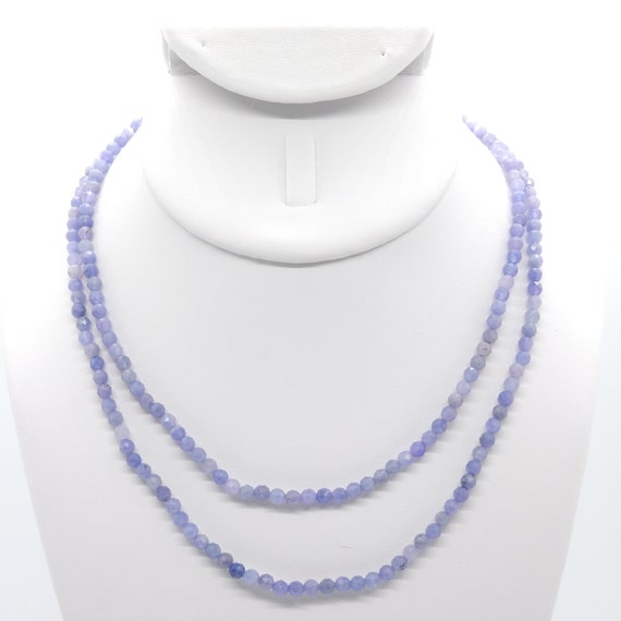 Tanzanite Beaded Double Strand Choker/Necklace | 15" Genuine Natural Gemstone