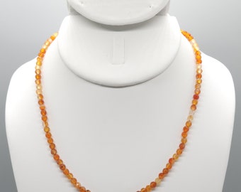 Red Agate Beaded Choker/Necklace | 4mm Genuine Natural Faceted Gemstone | Handmade to Order | Hypoallergenic Version Available