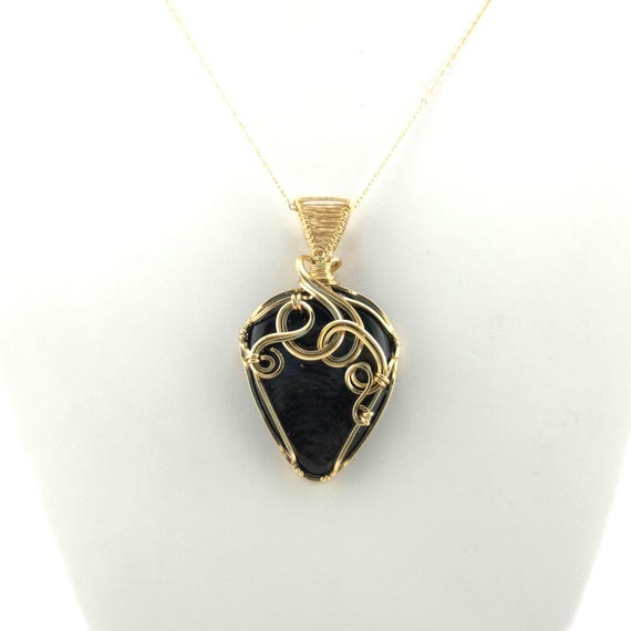 Hypersthene Pendant Necklace | Handmade in 14k Gold Filled Wire