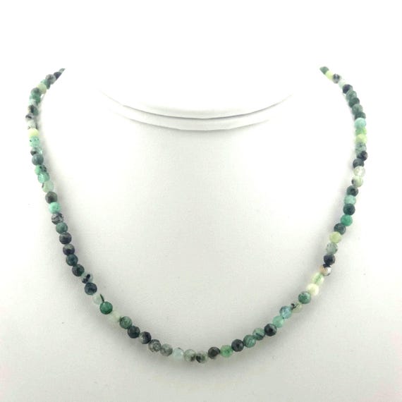 Emerald Beaded Choker/Necklace | 4mm Genuine Natural Gemstone | Handmade to Order | Hypoallergenic Version Available