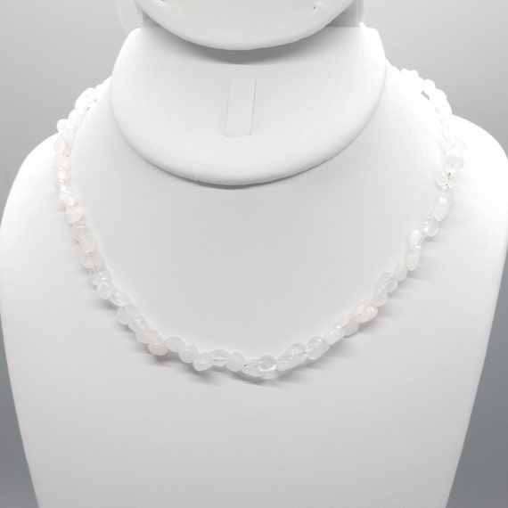 Moonstone Beaded Choker/Necklace | Handmade | 15" Genuine Natural Gemstone