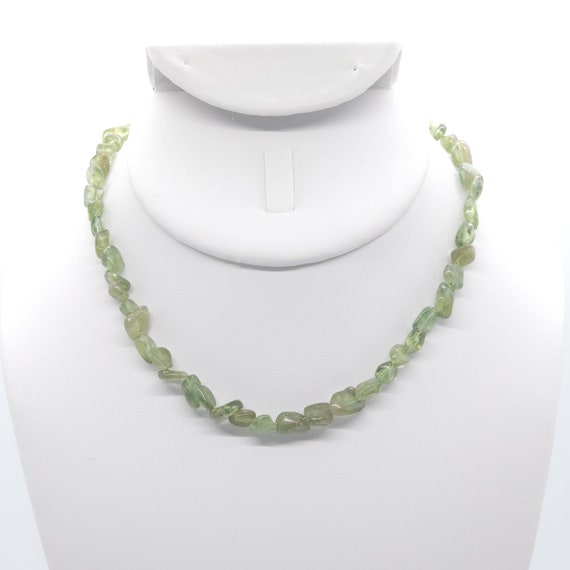 Green Apatite Beaded Choker Necklace | Handmade | 14" Genuine Natural Gemstone