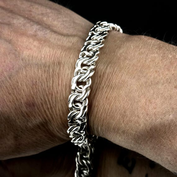 Arabic Bismarck Chain Bracelet | 8.75" Length | 10mm Width | Made in Sterling Silver