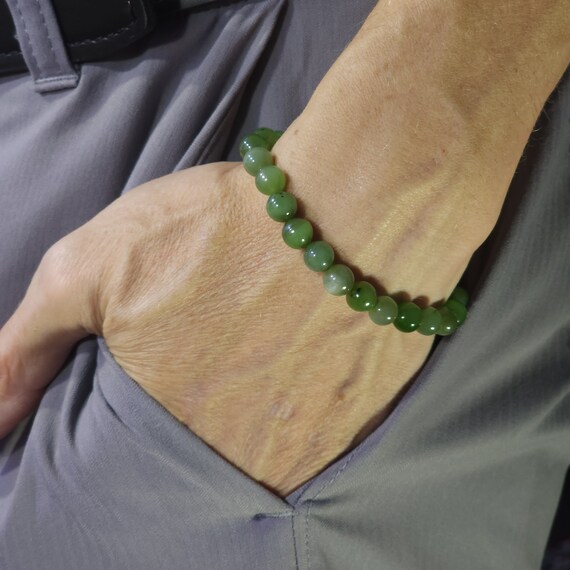 Canadian Jade Stretch Bracelet | 8mm Genuine Natural Gemstone | Handmade to Order