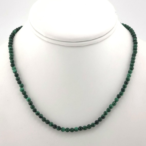 Malachite Beaded Choker/Necklace | 4mm Genuine Natural Gemstone | Handmade to Order | Hypoallergenic Version Available