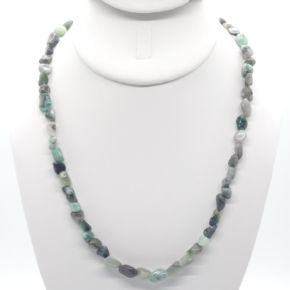 Genuine Emerald Beaded Necklace | 17" Natural Zambian Gemstone