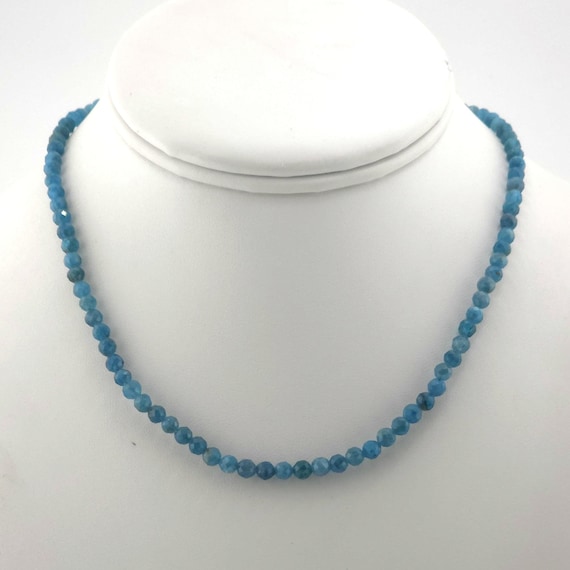 Neon Apatite Beaded Minimalist Choker/Necklace | 4mm Genuine Natural 5A Gemstone | Handmade to Order | Hypoallergenic Version Available