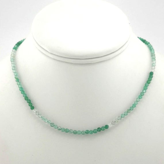 Green Agate Beaded Necklace | 3mm Genuine Natural Gemstone | Handmade to Order | Hypoallergenic Version Available