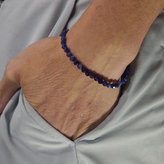 Sodalite Beaded Minimalist Stretch Bracelet | 4mm Genuine Natural Gemstone | Handmade to Order